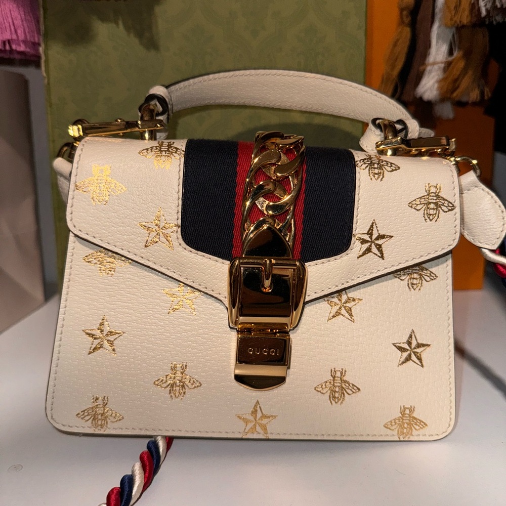 Sylvie Top Handle Bag Printed Leather Mini like NEW - Picture 11 of 11